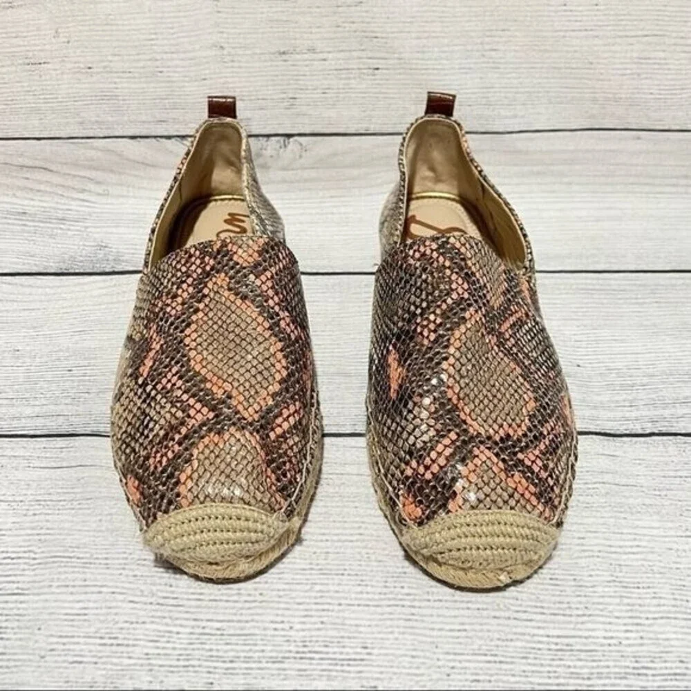 SAM Edelman Khloe Espadrille Snake Print Slip On Flat Size 9.5